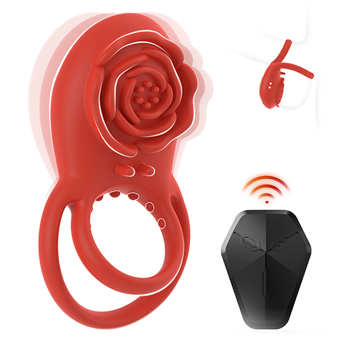 Vibrating Cock Ring with Rose  Penis Ring Rose Vibrator Adult Sex Toys for Men Women