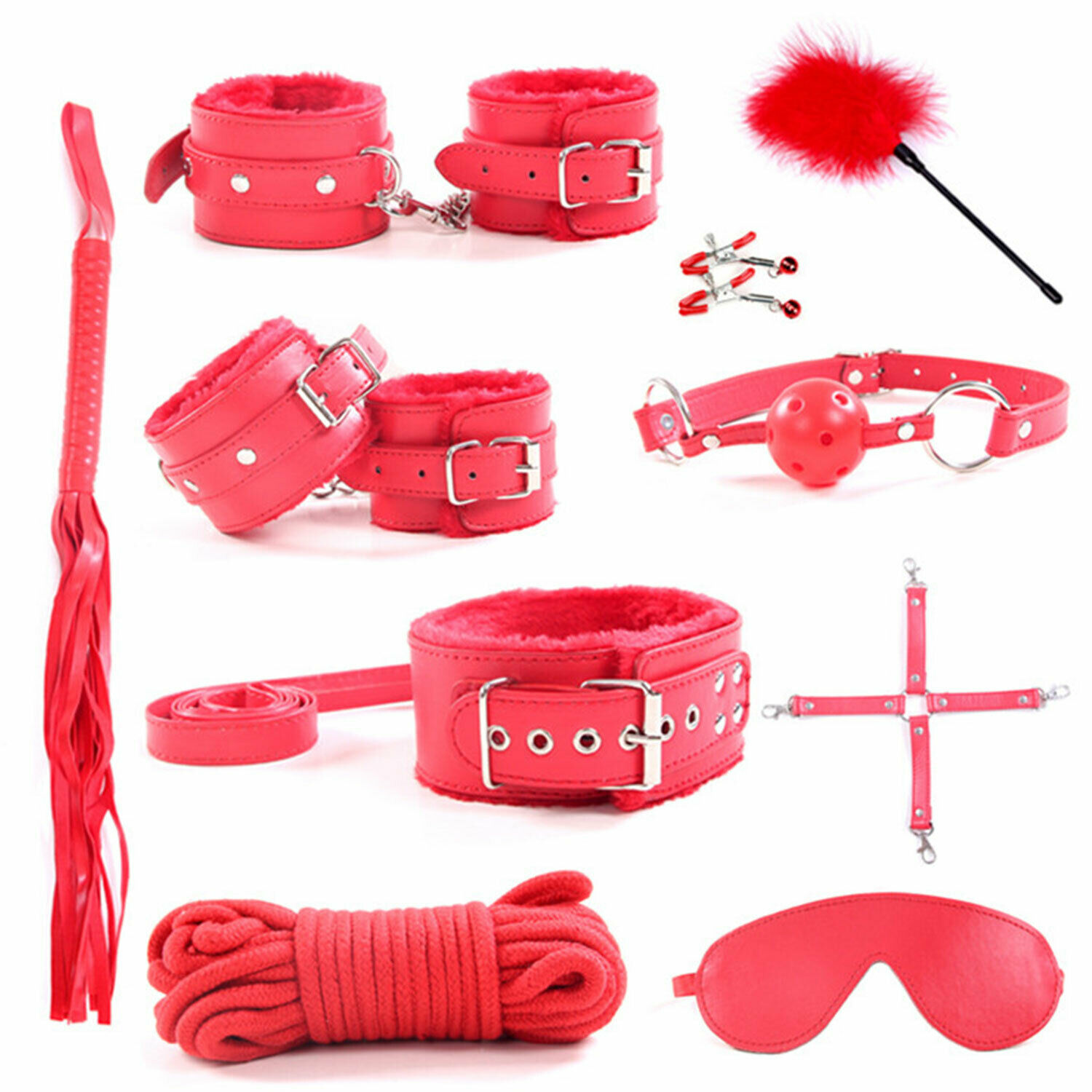 10 Pcs BDSM Leather Bondage Sets Restraint Kits for Women