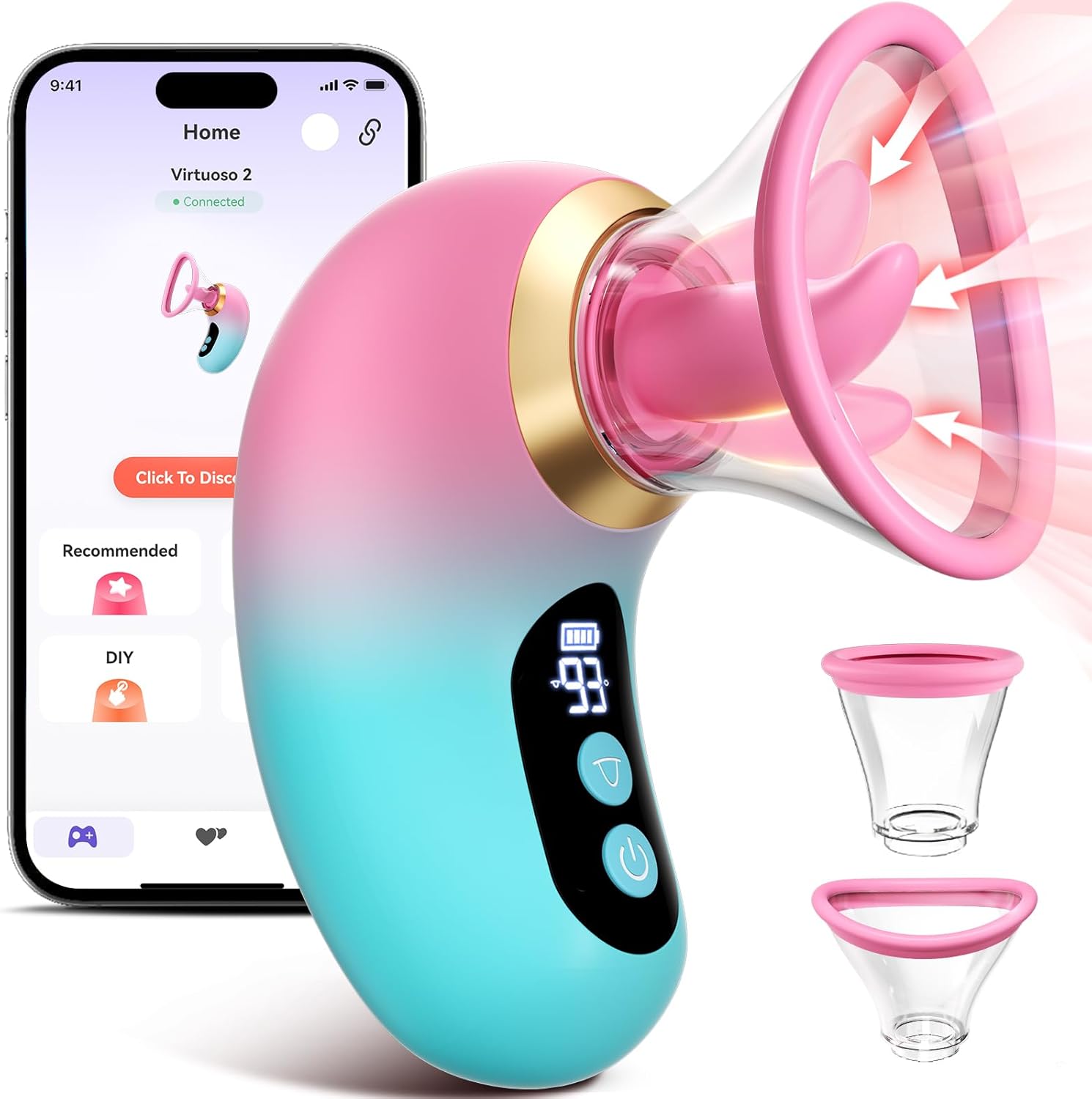 Rose Sex Toy Vibrator LCD Display Removable Cup